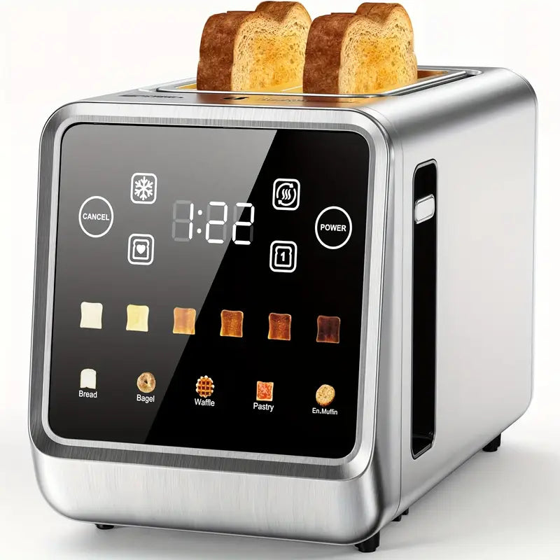™Toastique | טוסטר נירוסטה 2 פרוסות – רמות צלייה מתכווננות, פונקציית זיכרון וחריצים רחבים