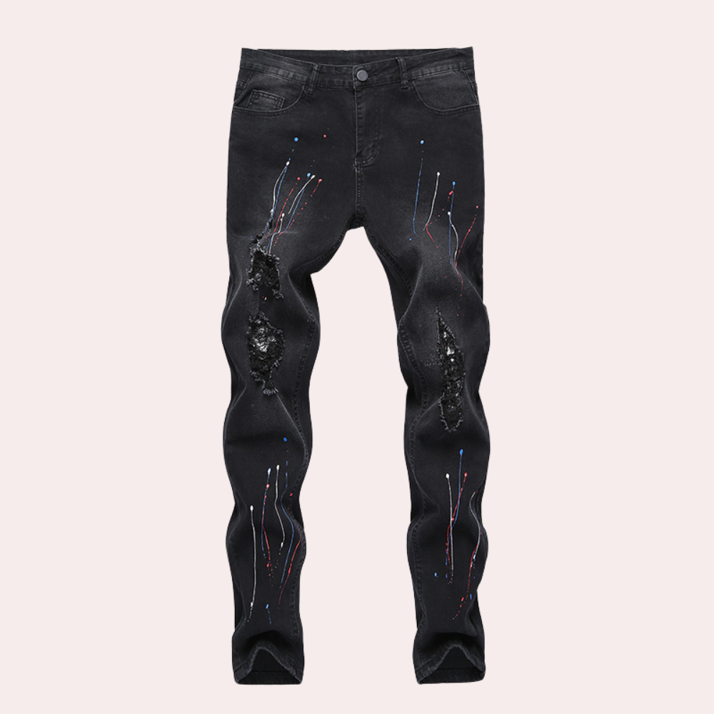 Pietro - Moderne herenjeans met verfdesign voor de zomer
