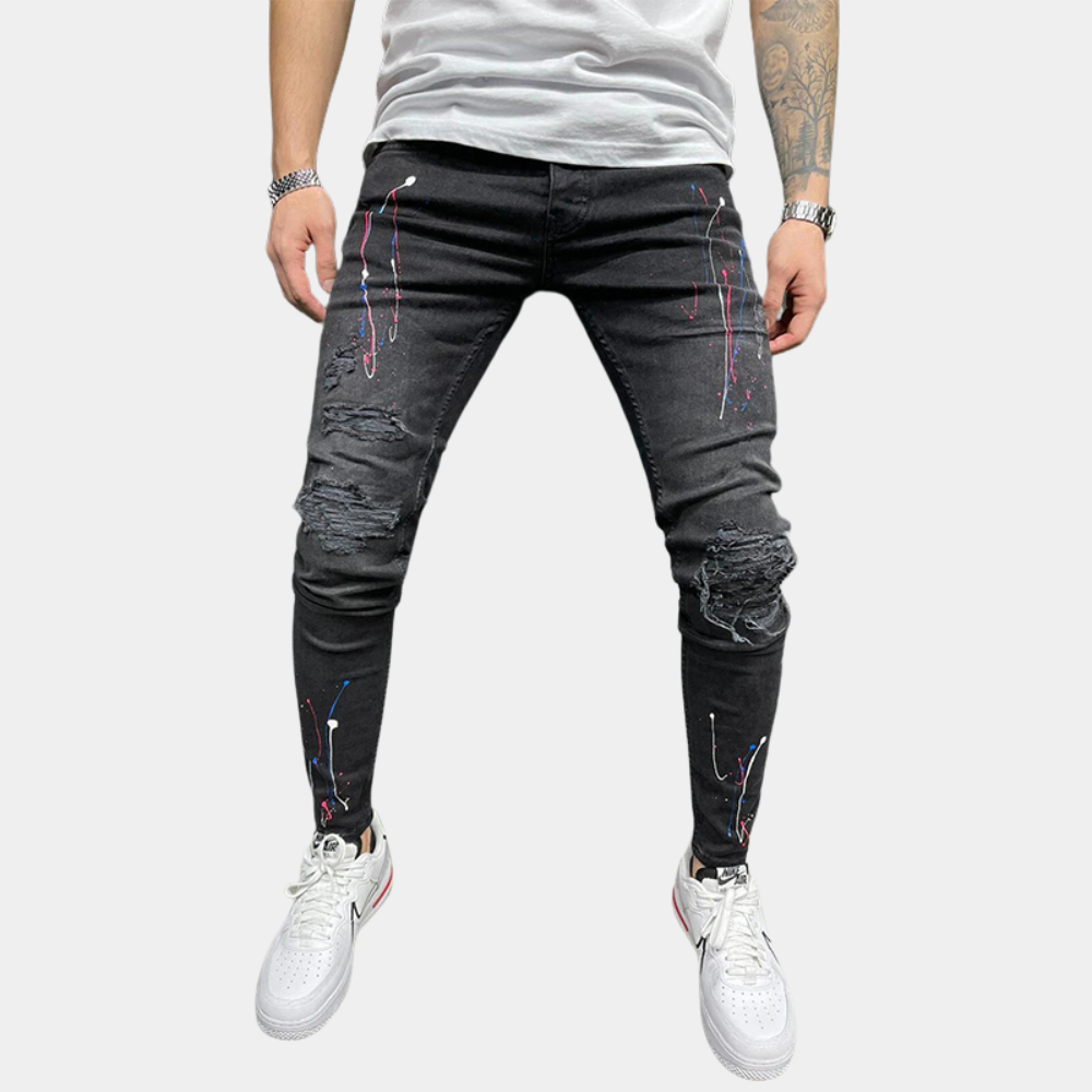 Pietro - Moderne herenjeans met verfdesign voor de zomer