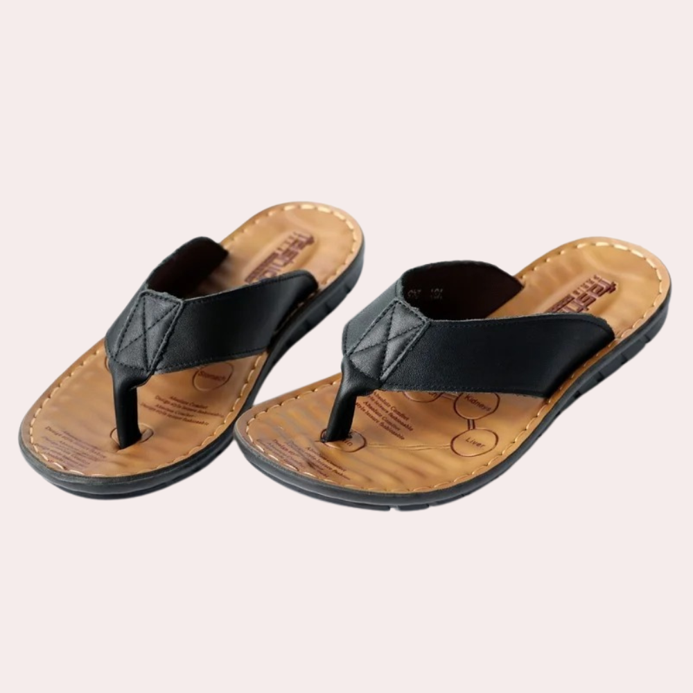 Lowell - Leren zomerslipper voor heren